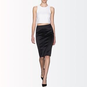 Alexander McQueen 2005 Archive Runway Black Satin Pegged Pencil Skirt 38 2-4